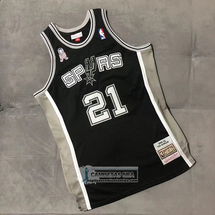 Camiseta San Antonio Spurs Tim Duncan Mitchell & Ness 2001-02 Negro